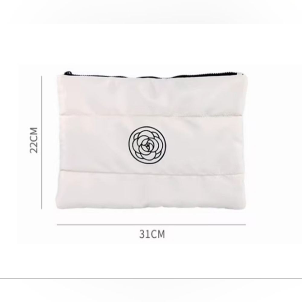 Camellia By Chanel BlackWith White Floral Very Large Clutch/Costmetic Pouch - Picture 5 of 5